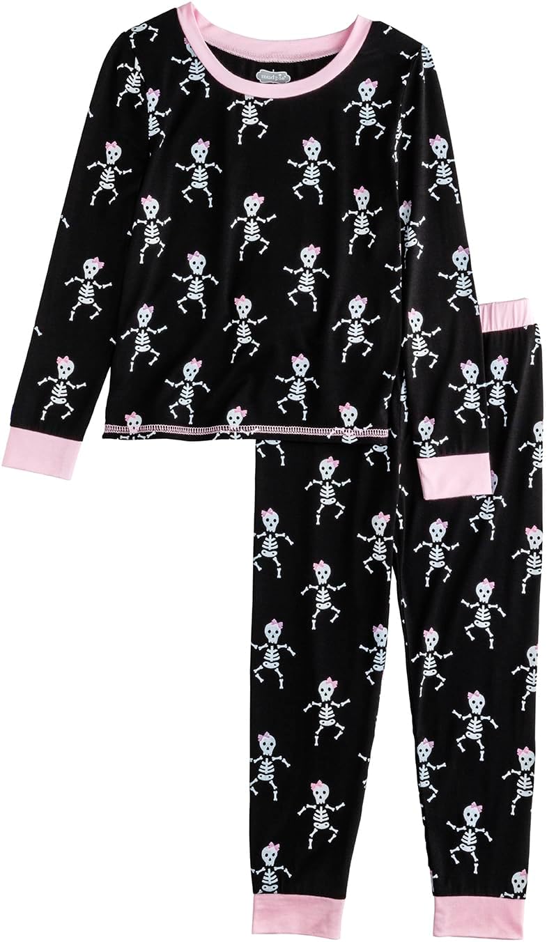 MudPie girls Girl Halloween Skeleton Glow Pjs - Image 1